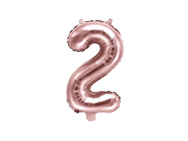 "2" Folieballong i rosegull (35 cm)