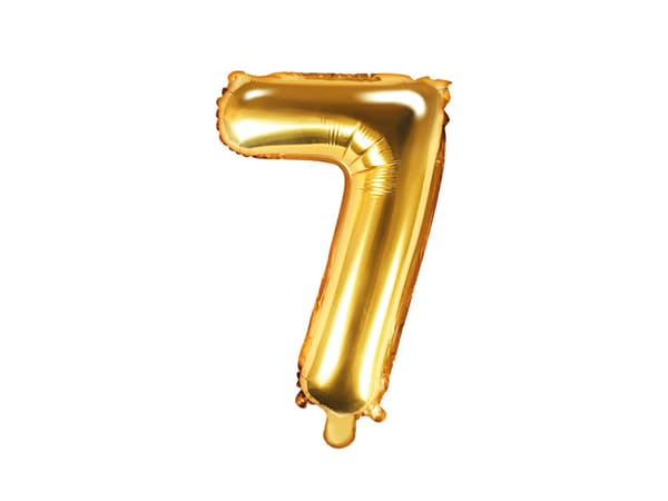 "7" Folieballong i guld (35 cm)