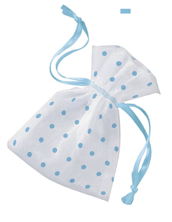 Hvid taske med blå prikker - Baby Shower