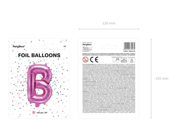 Folieballong bokstav B rosa mörk (35cm)