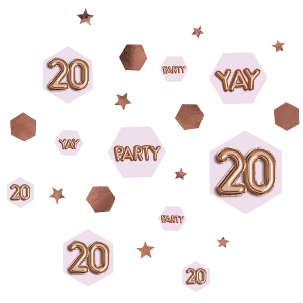 Bordkonfetti "20" - Glitz & Glamour Pink & Rose Gold