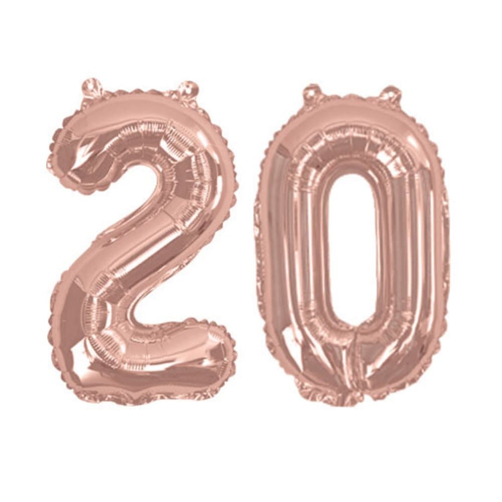 Folieballong "20" roséguld - Glitz & Glamour Pink & Rose Gold 40cm