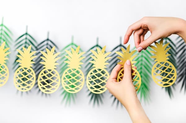 Girlang ananas guldfärgade i papper - Aloha Collection