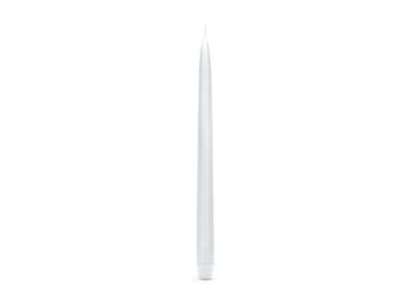 10 Matte Hvide Keglelys, 24 cm