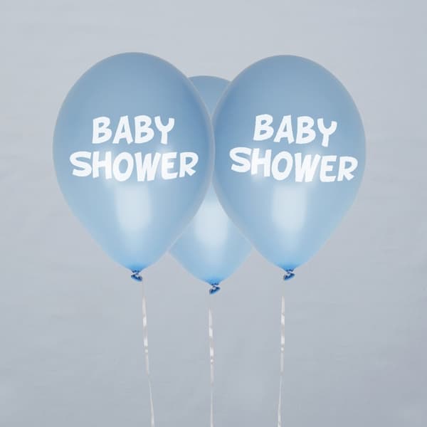 8 "Baby Shower" latexballoner i bl (30 cm) - Little Star Blue