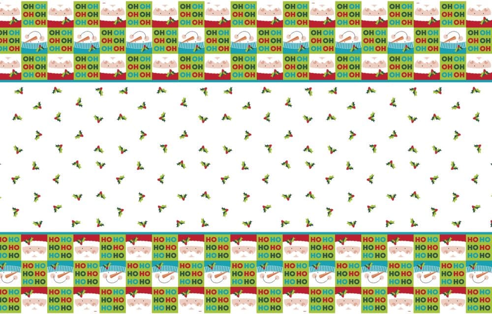 Duk rektangulär julig HO HO HO - Holly Santa