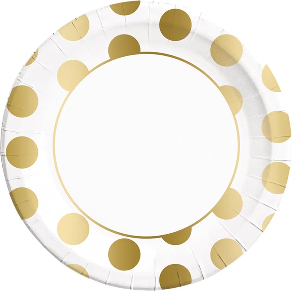 8 stora tallrikar Dots Collection guldfärgade (23 cm)