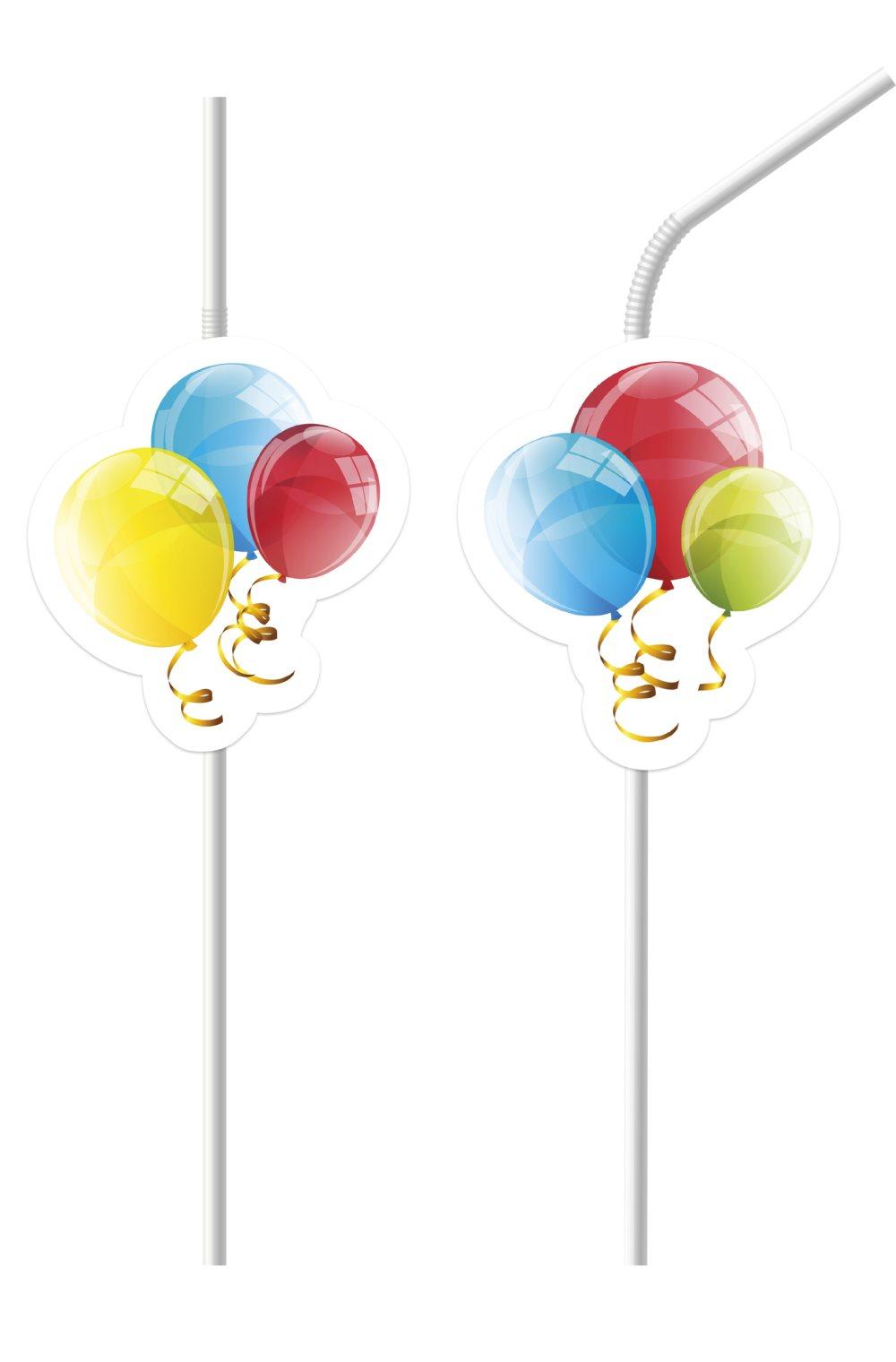 6 sugrör Sparkling Balloons