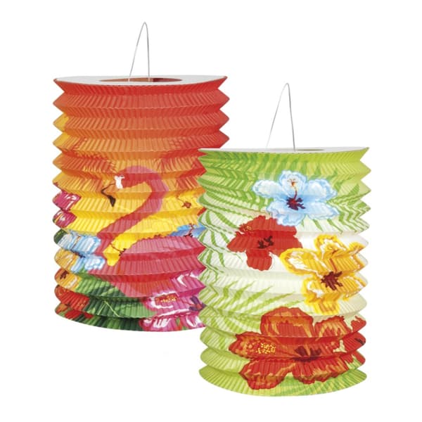 2 hawaiianske flamingo lanterne (16 cm) - Hibiscus