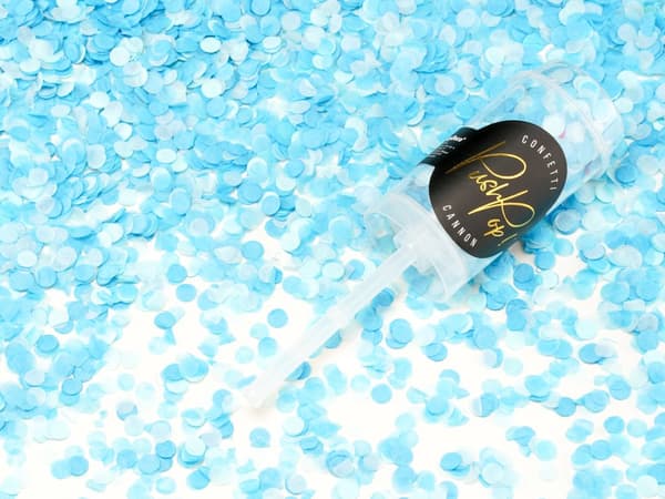 Konfettikanon push pop blå