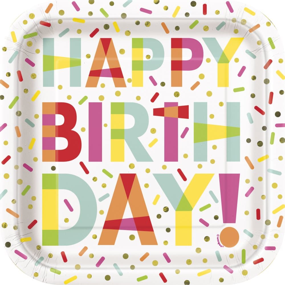 Set 8 tallrikar fyrkantiga - Donut Party