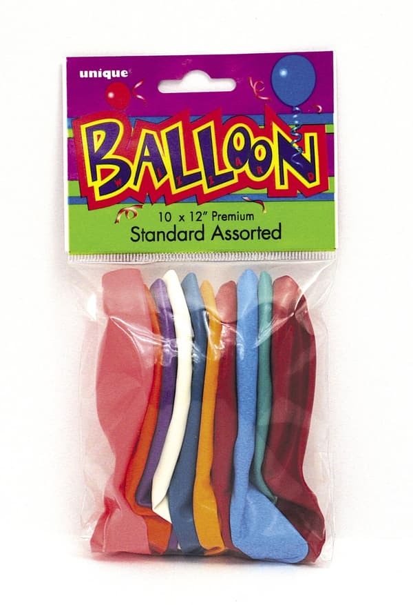 Sett med 10 ballonger i assorterte farger - Grunnleggende Farger Kolleksjon
