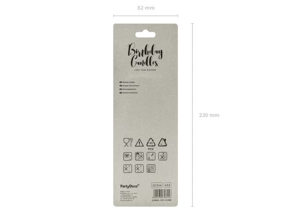 12 födelsedagsljus silverfärgade (12,5 cm)
