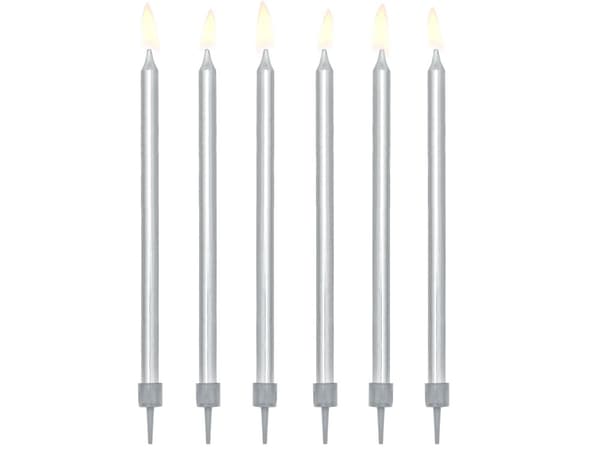 12 födelsedagsljus silverfärgade (12,5 cm)
