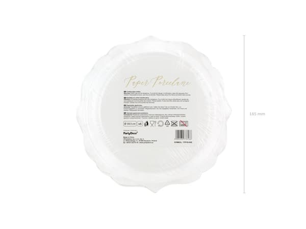 6 papperstallrikar vita med guldfärgade kanter (18,5 cm) - Wedding in rose colour