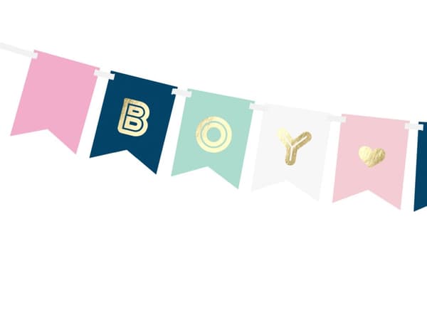 "Boy or Girl" Banner i Pastellfarger