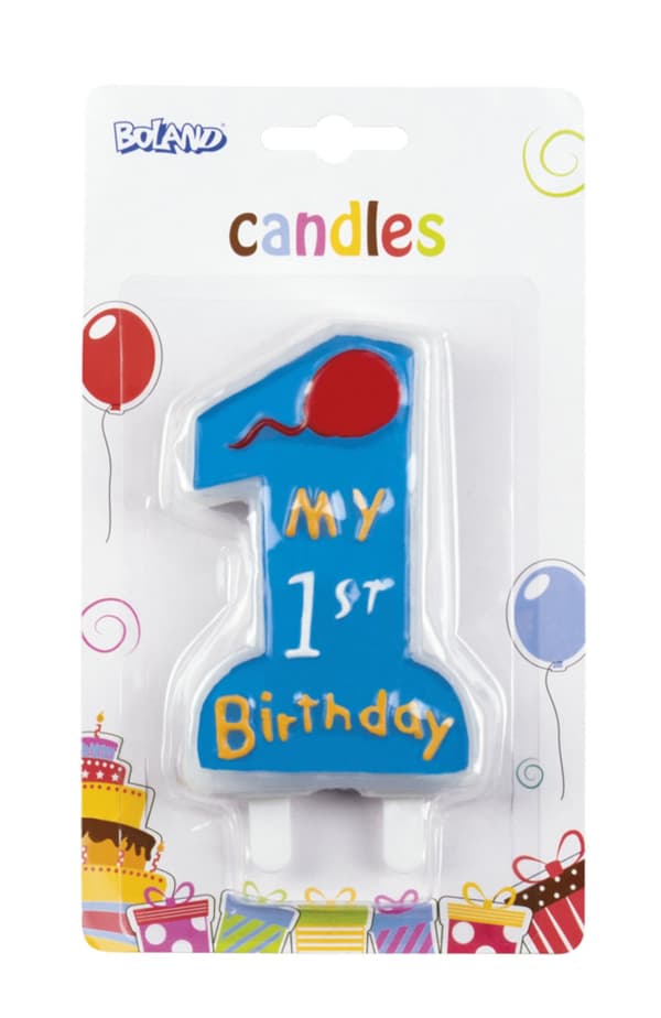 Stearinljus 1 My 1st Birthday blå