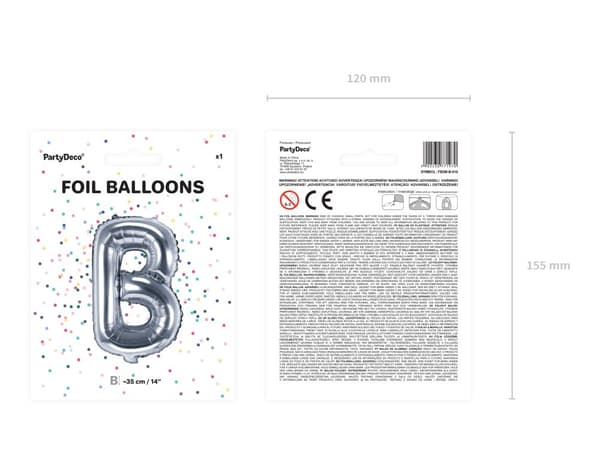 Folieballong bokstav B silver (35cm)
