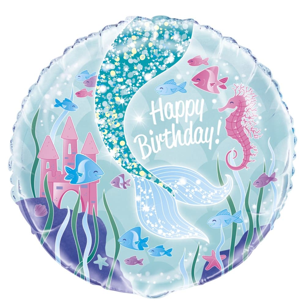 Folieballong Happy Birthday sjöjungfrusvans - Sjöjungfru i havet