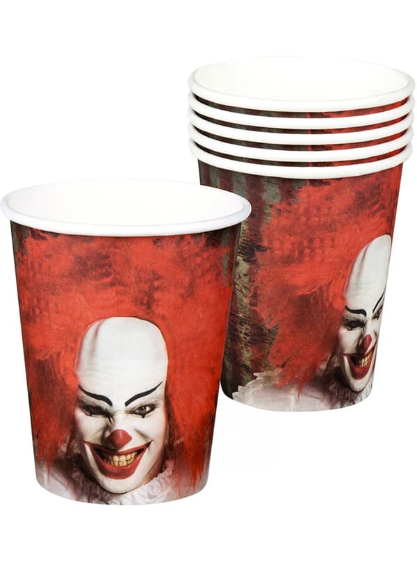 6 muggar med skräckclown