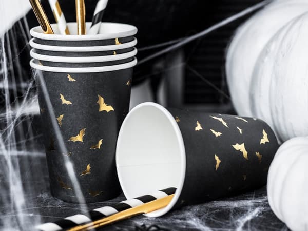 10 papperssugrör med guldfärgade ränder - Trick or Treat Collection