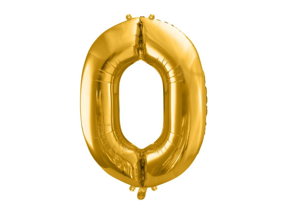 Folieballong nummer "0" guldfärgad 86 cm