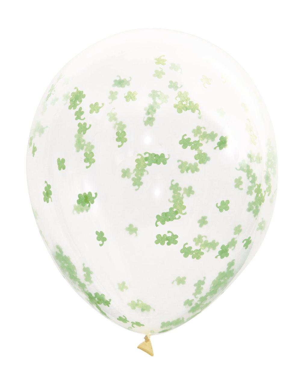 5 latexballonger med konfetti i fyrklövers (40,64 cm)