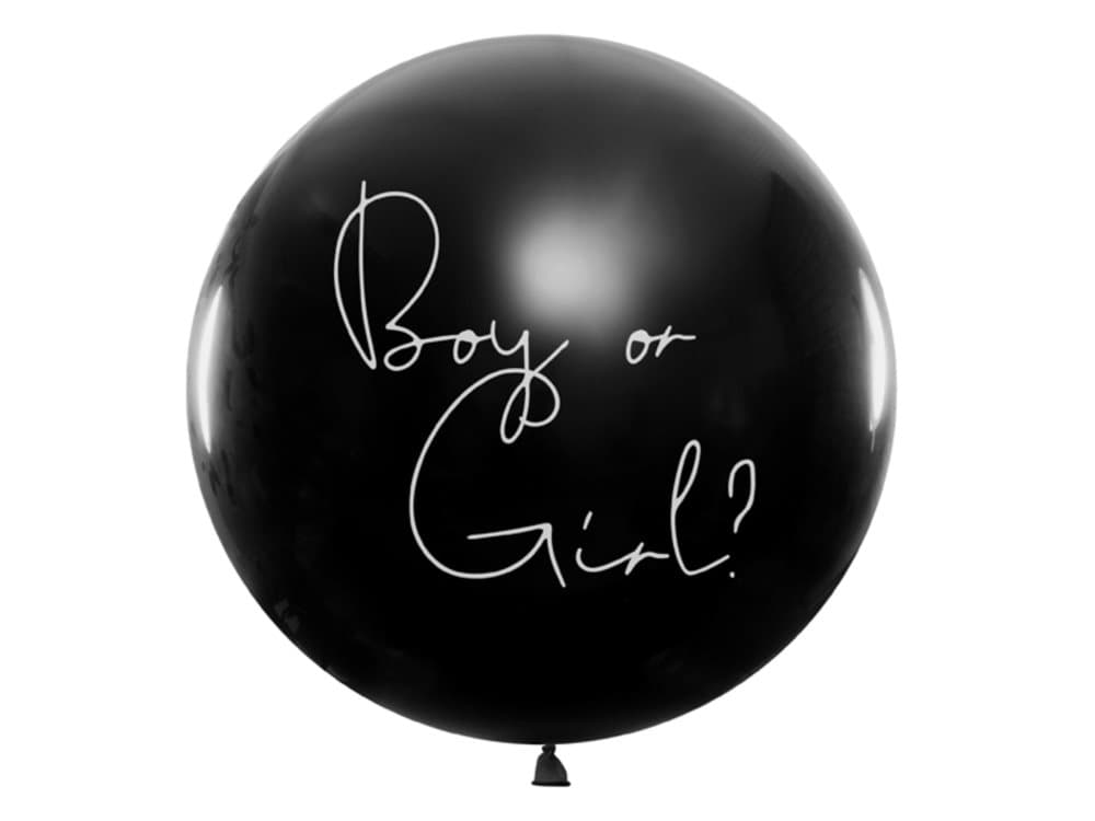Latexballong med blå konfetti "Boy or Girl"