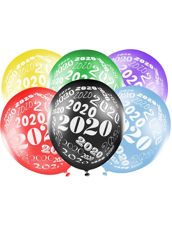 50 "2020" balloner i metalliske farver nytårsaften (30 cm)