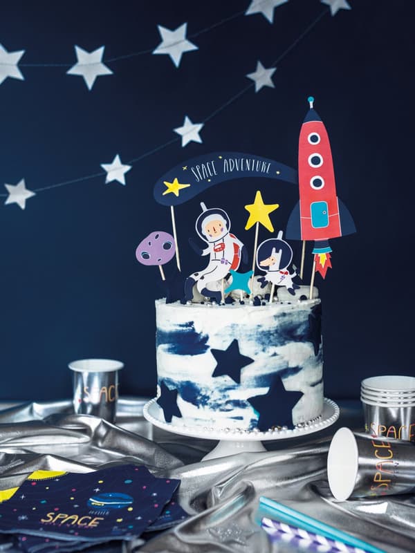 7 dekorationsfigurer till tårta "Space Adventure" - Space Party