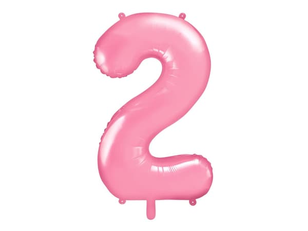 Folieballong nummer  "2" rosa 86 cm
