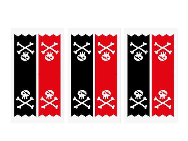 Sett med 6 Kraft Papir Godteposer med Pirat Klistremerker - Pirats Party