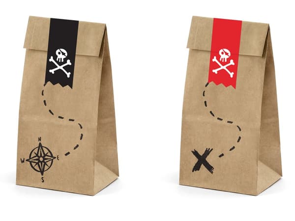 6 påsar med pirater i Kraftpapper med klistermärken pirater - pirater Party