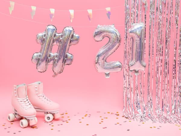 Hashtag folieballong i sølv med glitter
