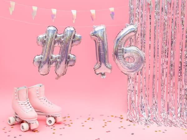 Hashtag folieballong i sølv med glitter