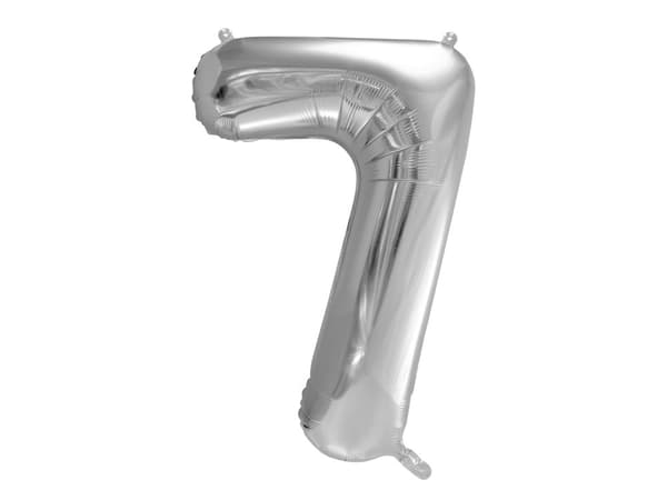 Folieballong nummer  "7" silverfärgad 86 cm
