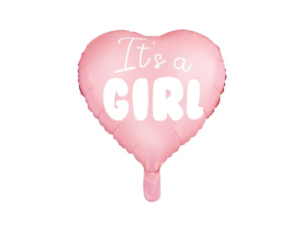 Foil "It's a girl" ballong i form av ett hjärta