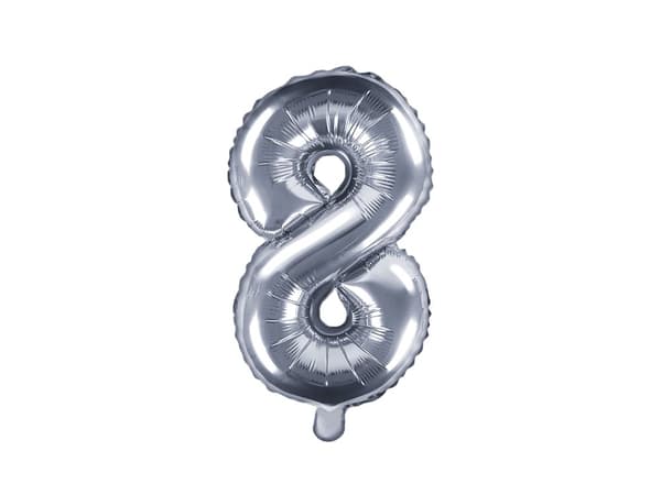 "8" folioilmapallo hopeisena