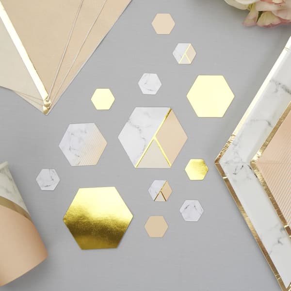 Bordkonfetti med geometrisk ferskenmønster - Colour Block Marble