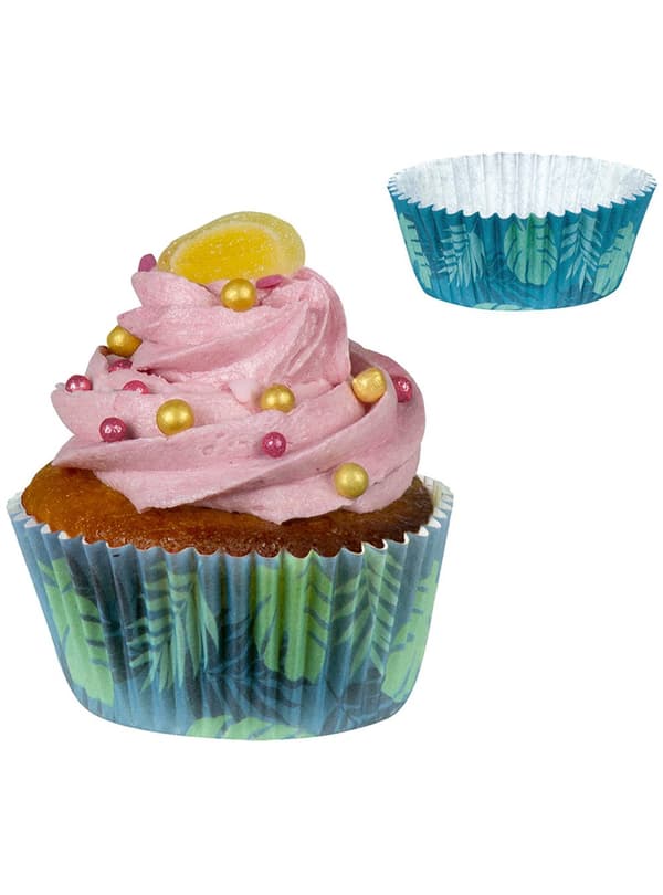 50 bunner til muffins med palmeblader - Flamingo Fest