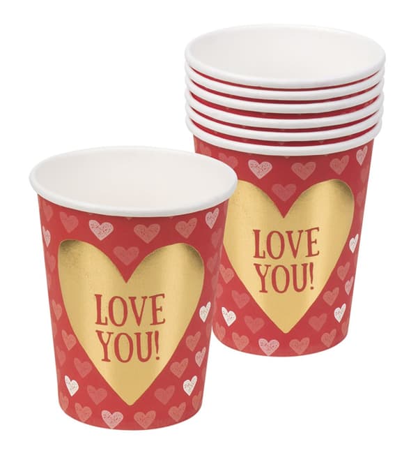 6 kopper med hjerter - Love You