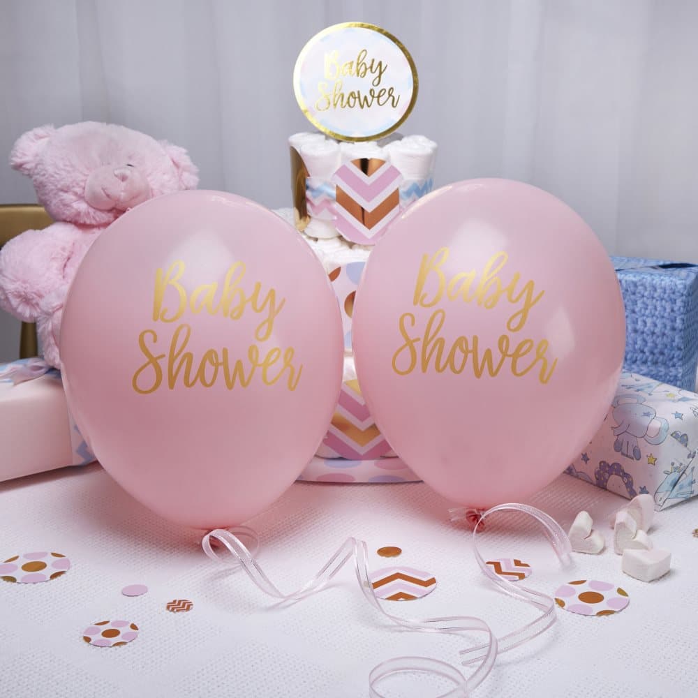 8 latexballonger rosa "Baby Shower" (30 cm) - Pattern Works