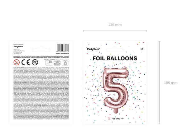 "5" Folieballong i roseguld  (35 cm)