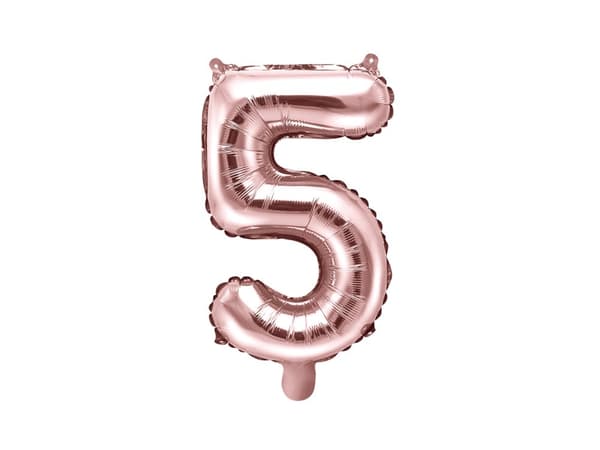 "5" Folieballong i roseguld  (35 cm)