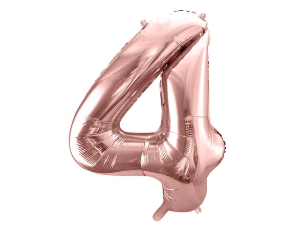 "4" Folieballon i roseguld (86 cm)