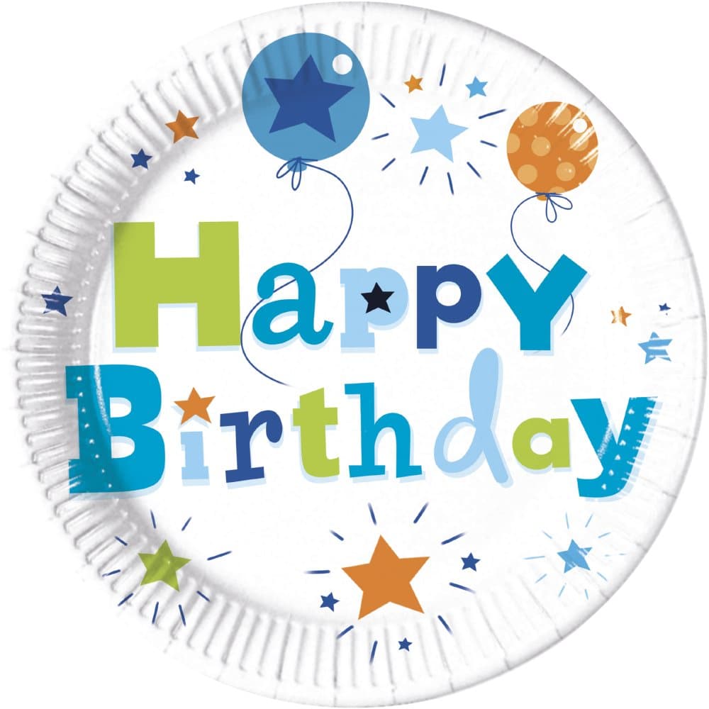 8 stora tallrikar Happy Birthday Boy (23 cm)