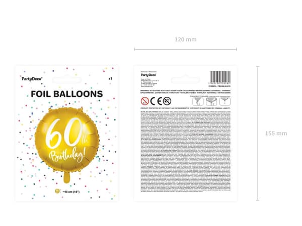 "60" Folieballong i gull