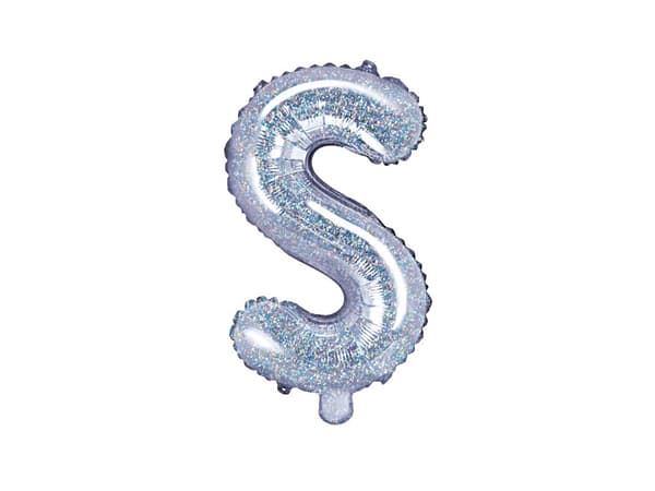 S folieballon i sølvglitter