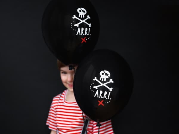 6 latexballoner til piratfest i sort (30 cm) - Pirates Party