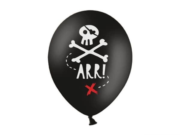 6 latex ballonger for pirat fest i svart (30 cm) - Pirats Party